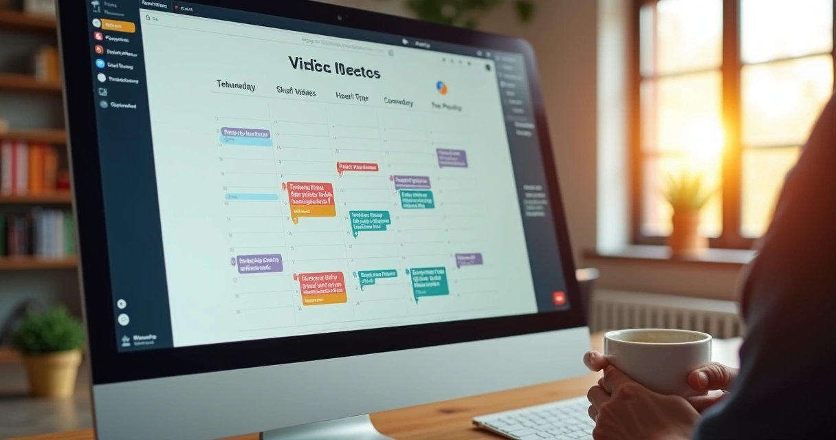 Calendário com reuniões virtuais agendadas 