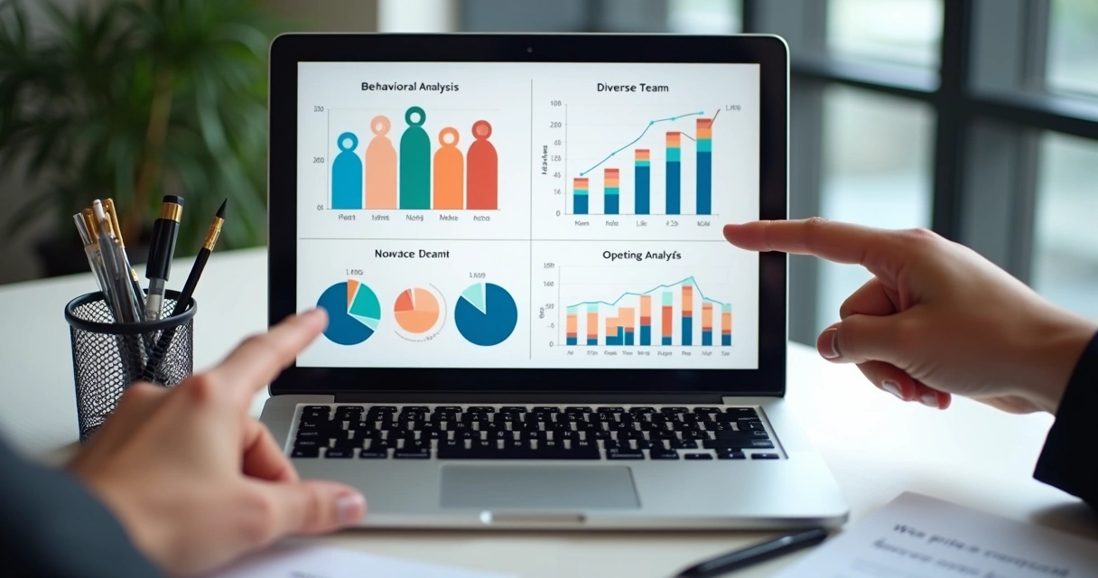 Gráfico na tela de computador mostrando dados comportamentais de uma equipe 
