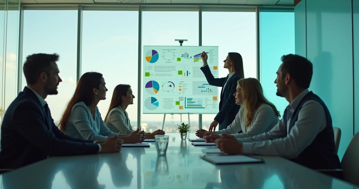 Reunião de equipe anotando indicadores de ciclos curtos