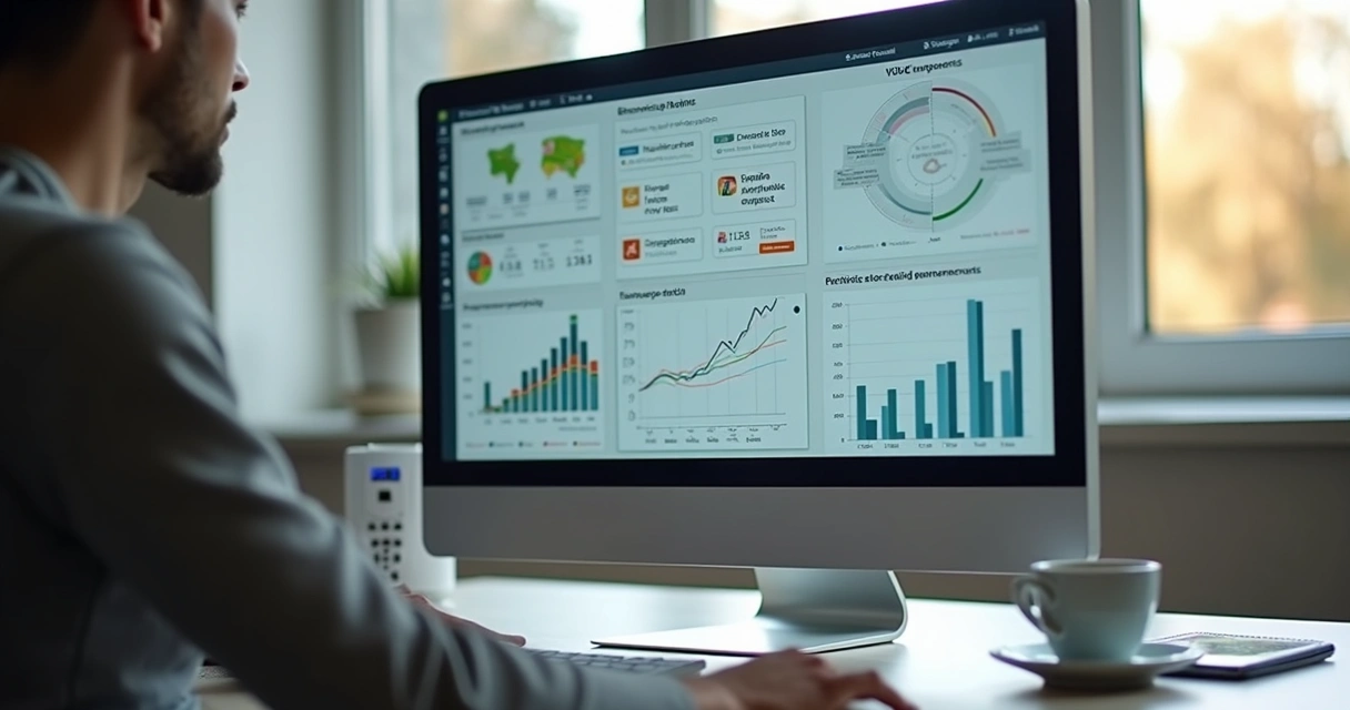 Visão de uma interface digital mostrando relatórios de diagnóstico comportamental e previsão de tendencias de equipe