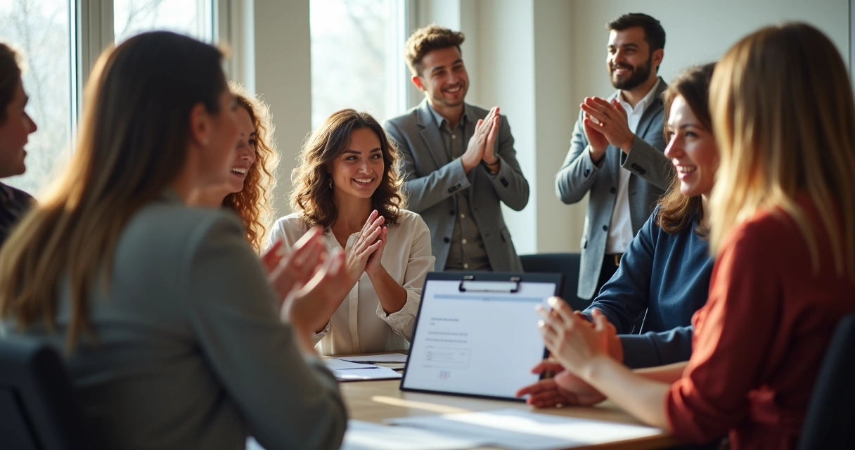 Colaboradores sendo reconhecidos e recebendo certificados 